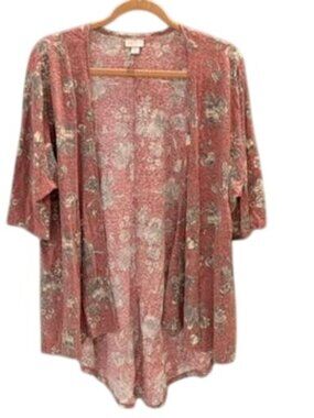 Lularoe Rust Floral Printed Open Cardigan Kimono Soft Lightweight S